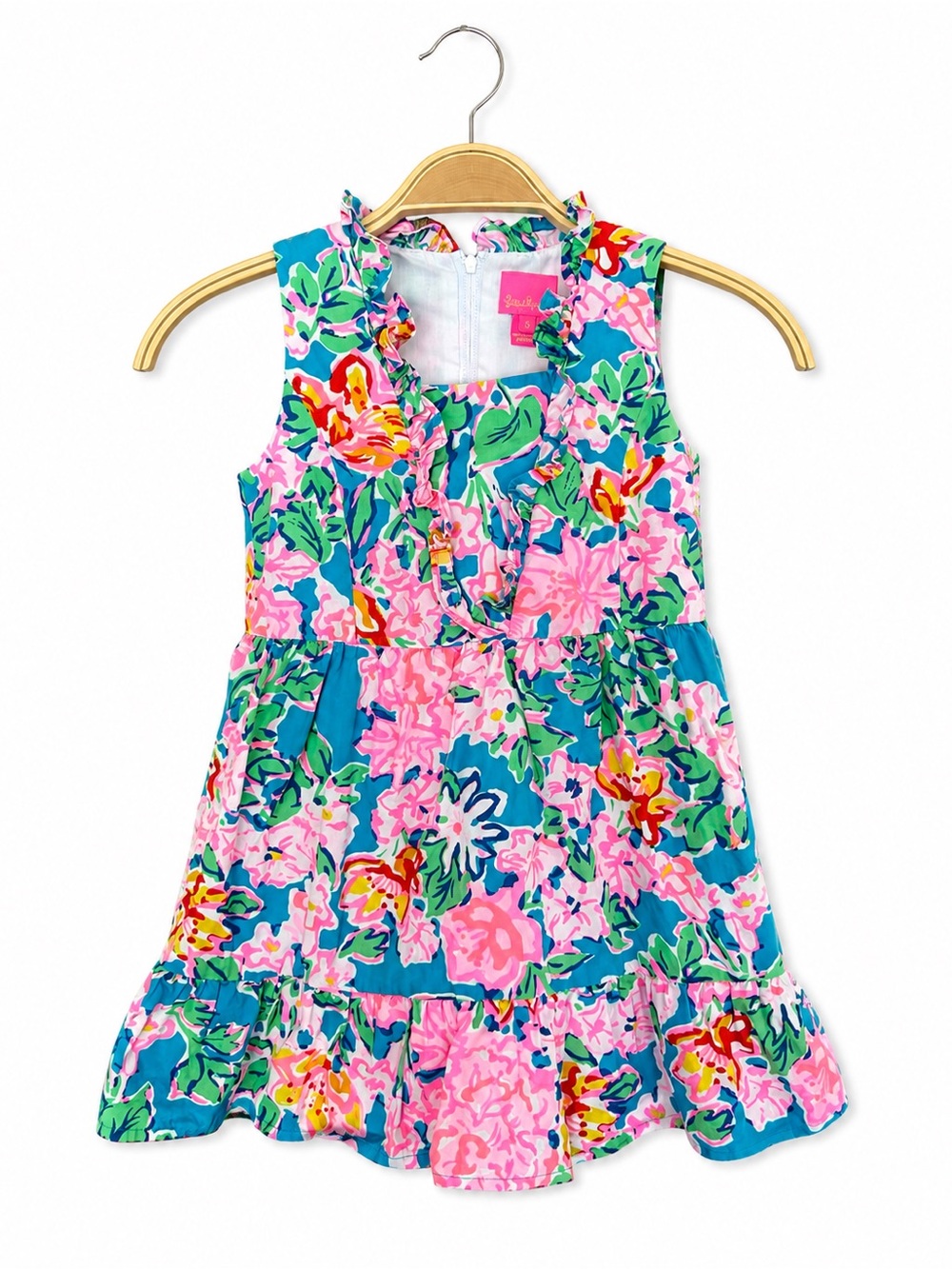 Lilly Pulitzer Girls Teresa Floral Ruffle Tiered Dress Size 5